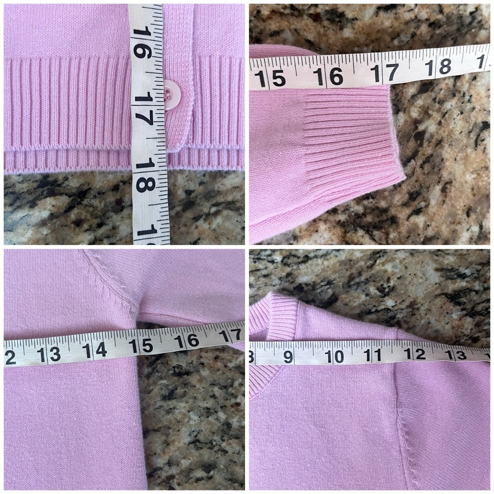 Pink Knit Cardigan Sweater XS 3/4 Sleeve Button Front Soft Girl Coquette Preppy - Picture 6 of 7